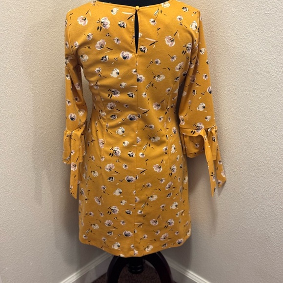 2 FOR $25 Orsay Mustard Yellow Sheath Shift Floral Dress Bell Sleeve 38 6 8 M - Picture 4 of 10